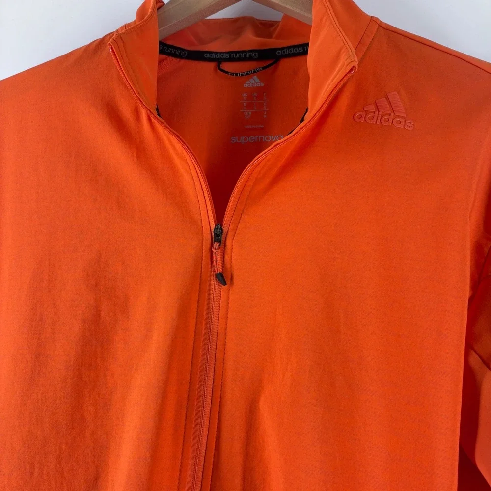 Adidas Supernova Running Jacket Mens Small Orange Full Zip Thumbholes Athletic